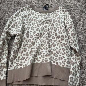 Leopard Print Sweater in Cream and Tan